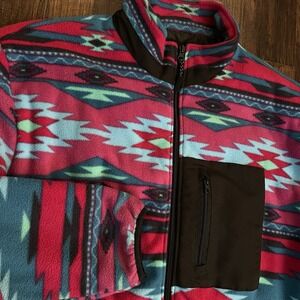 Forever 21 XL‎ Men Aztec Fleece Zip Up Jacket All Over Print 90's Style Purple